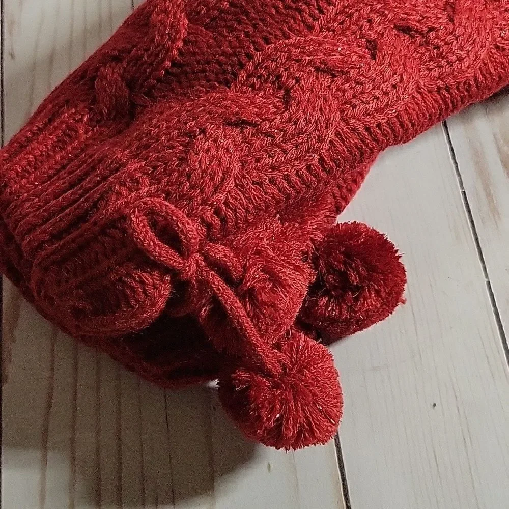 Soma Red Cable Knit Fleece inside Cabin Socks NWT L XL